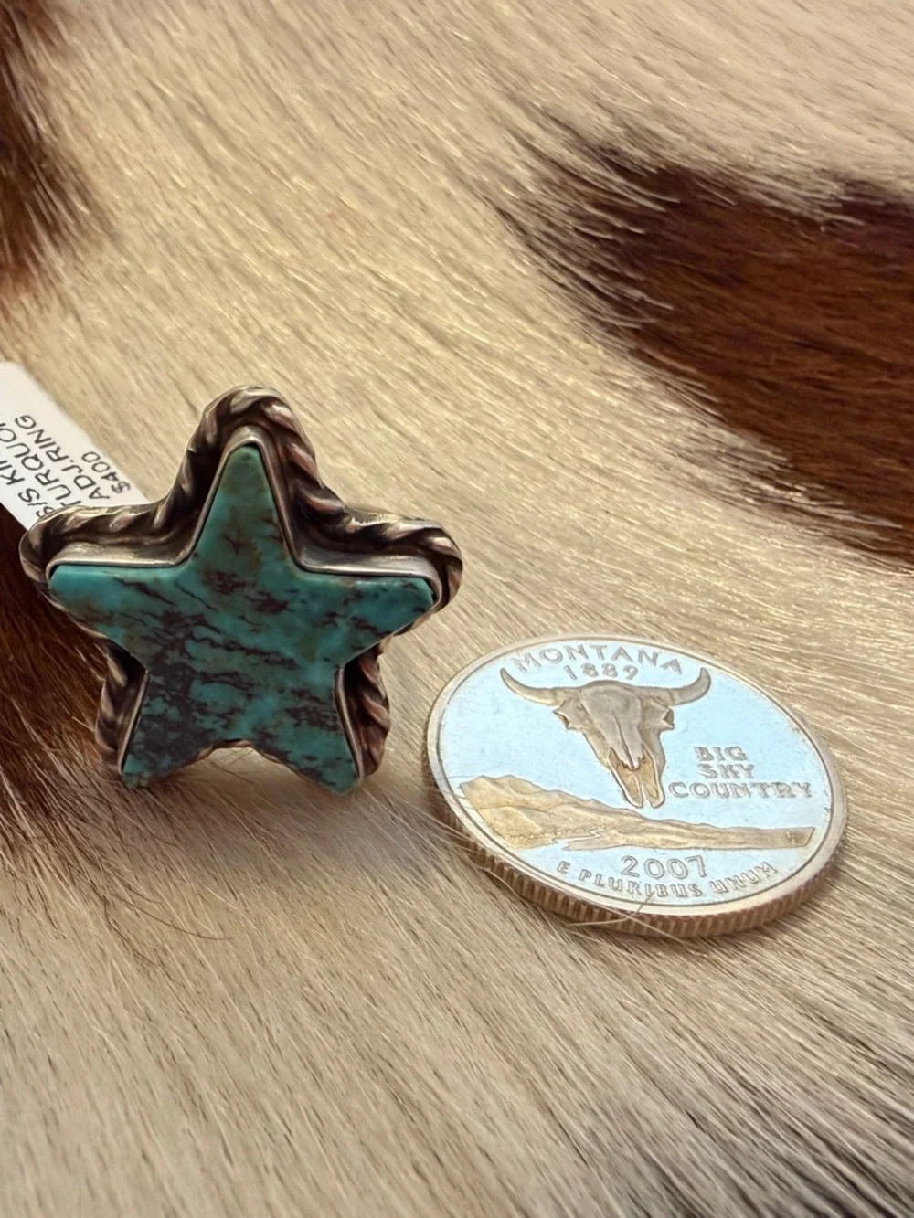 ❤️ Signed “Larson Chee” Kingman Turquoise Star Navajo Native American ADJ RING - Picture 10 of 15
